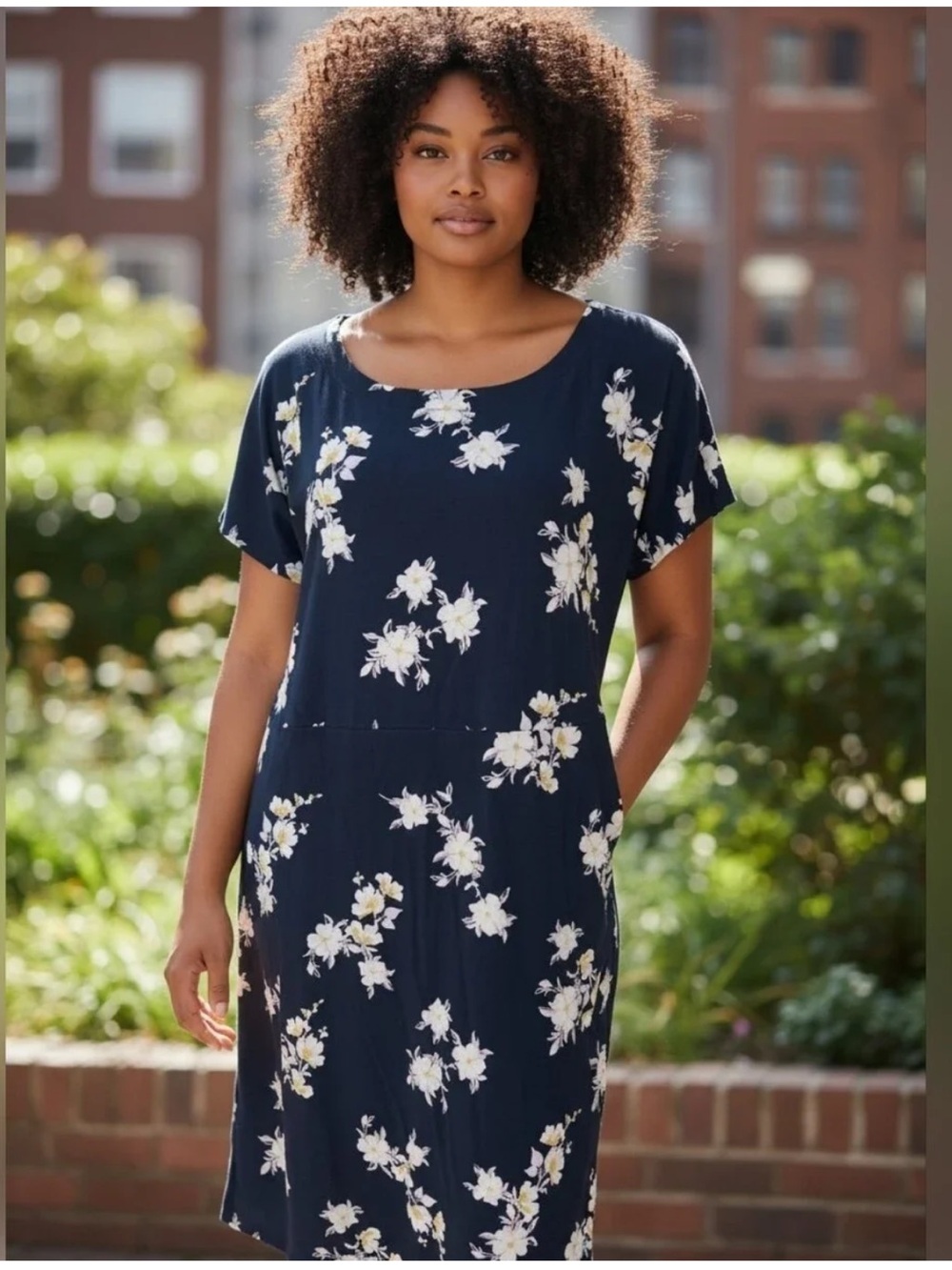 J. Jill Wearever Collection Floral Casual T-Shirt Dress